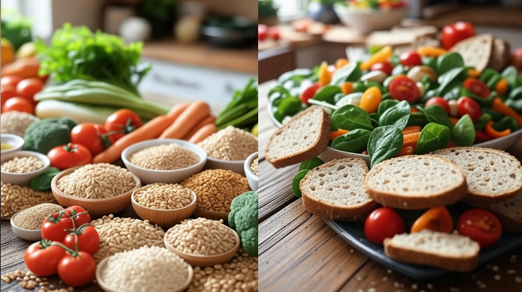 Imagem de uma tigela colorida com salada de vegetais crucíferos, tomate e grãos integrais, representando uma alimentação saudável para prevenção do câncer. - Foto: Reprodução/Internet